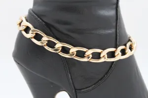 Gold / Silver Metal Chunky Boot Chain Bracelet Links Anklet Shoe Charm Hot