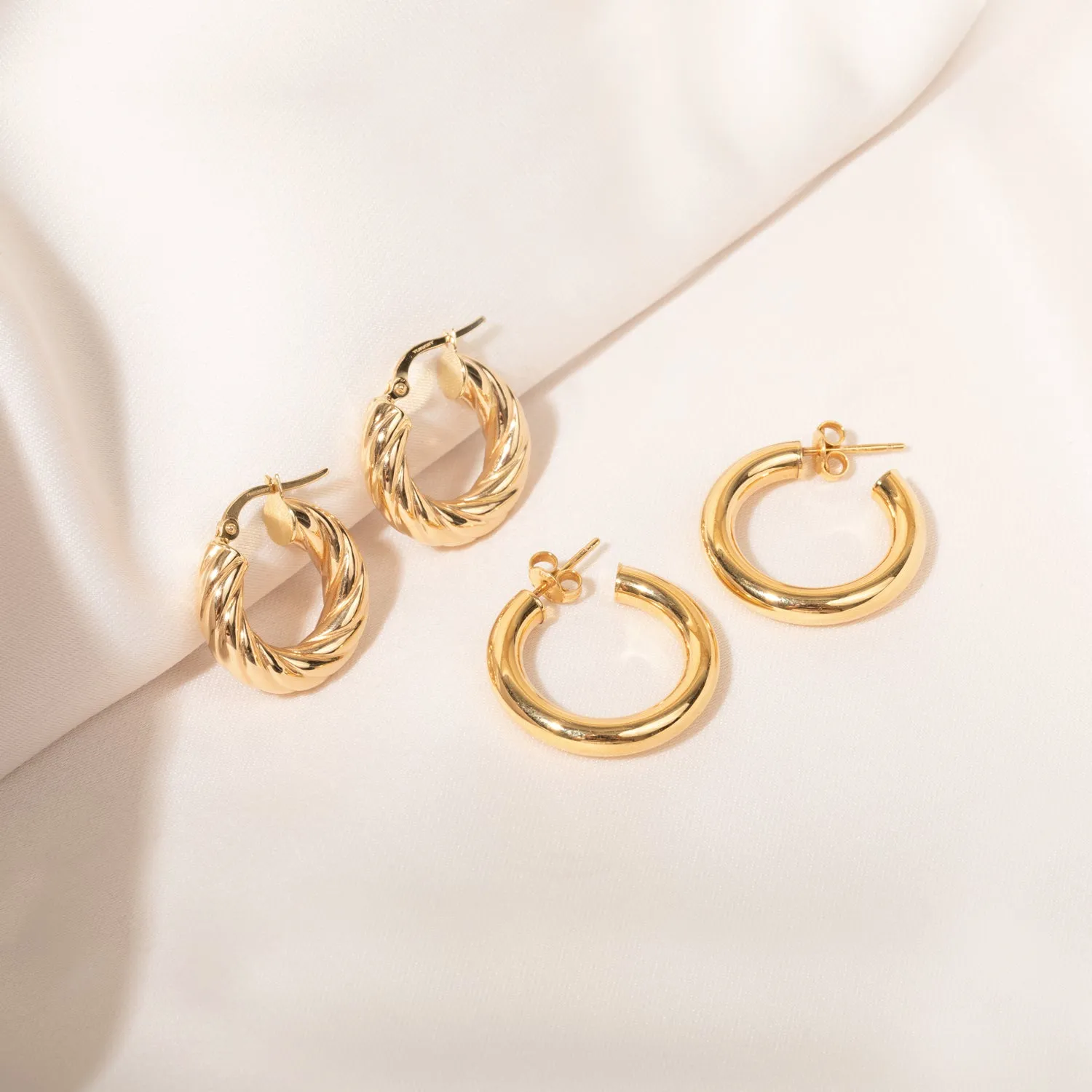 Gold Tube Hoop Earrings