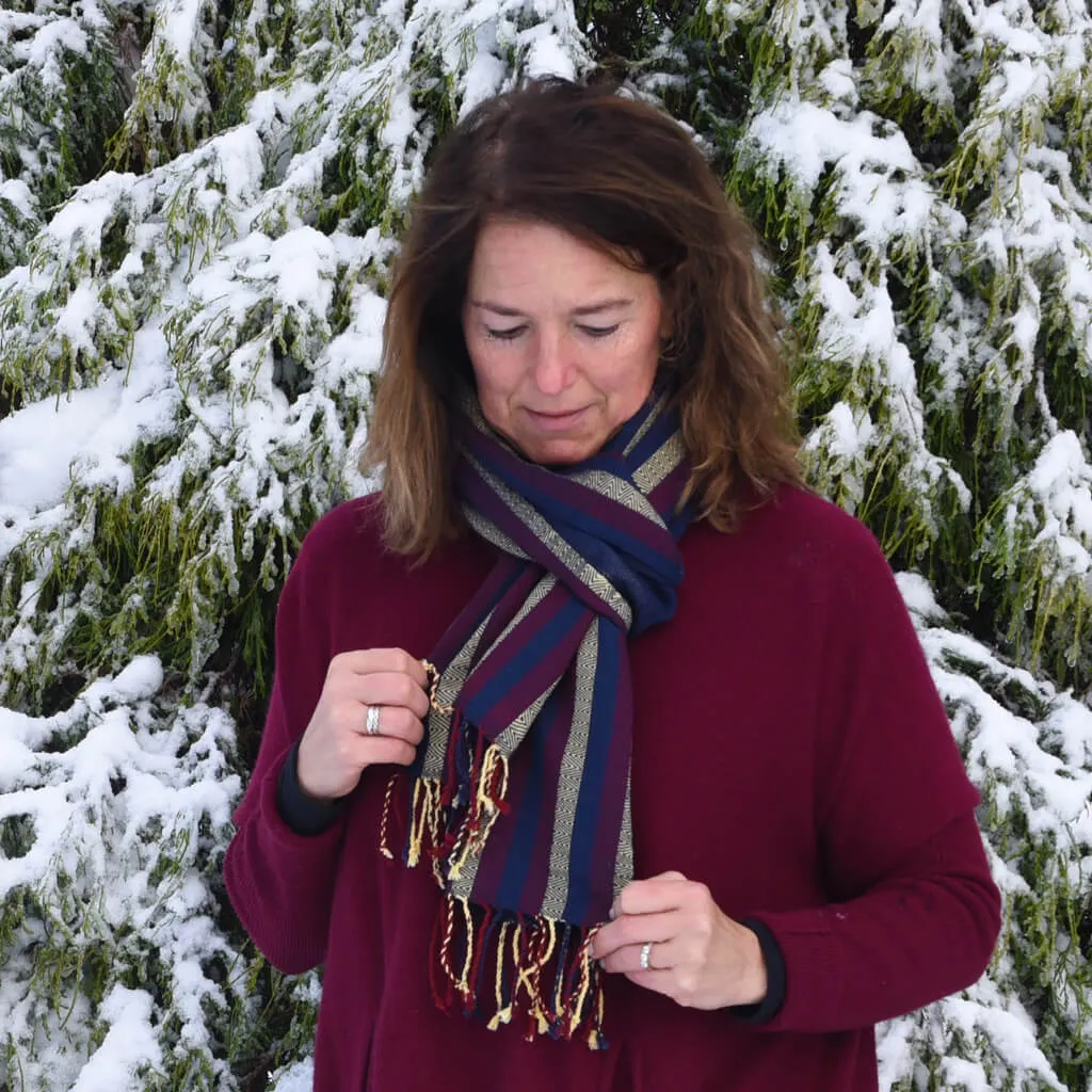 Hand Woven Cozy Cotton Scarf | Rugby Stripe