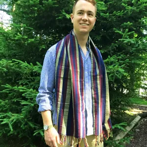 Hand Woven Cozy Cotton Scarf | Rugby Stripe