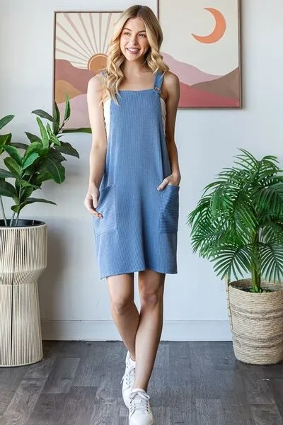 Hazel Blues® | Heimish Ribbed Sleeveless Mini Tank Dress