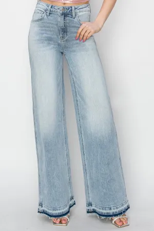 Hazel Blues® |  Risen High Rise Wide Leg Jeans