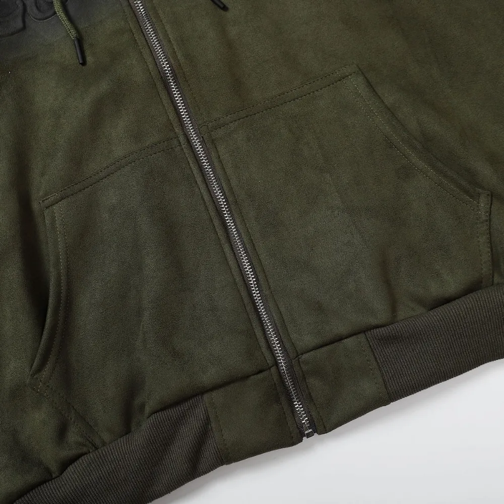 High Street Lettering Stamped Suede Hoodie