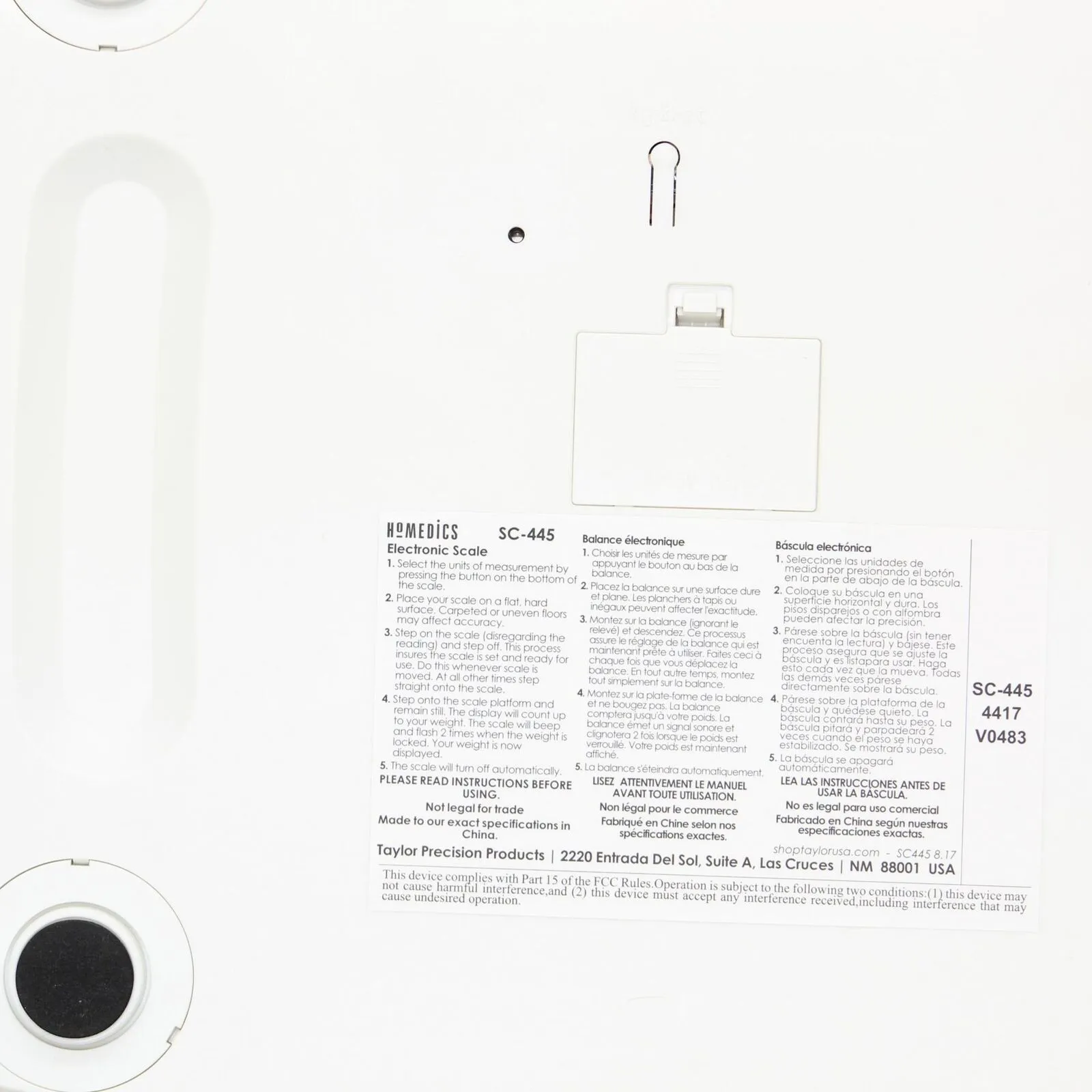 Homedics 445 Digital Glass Platform Scale. SC-445