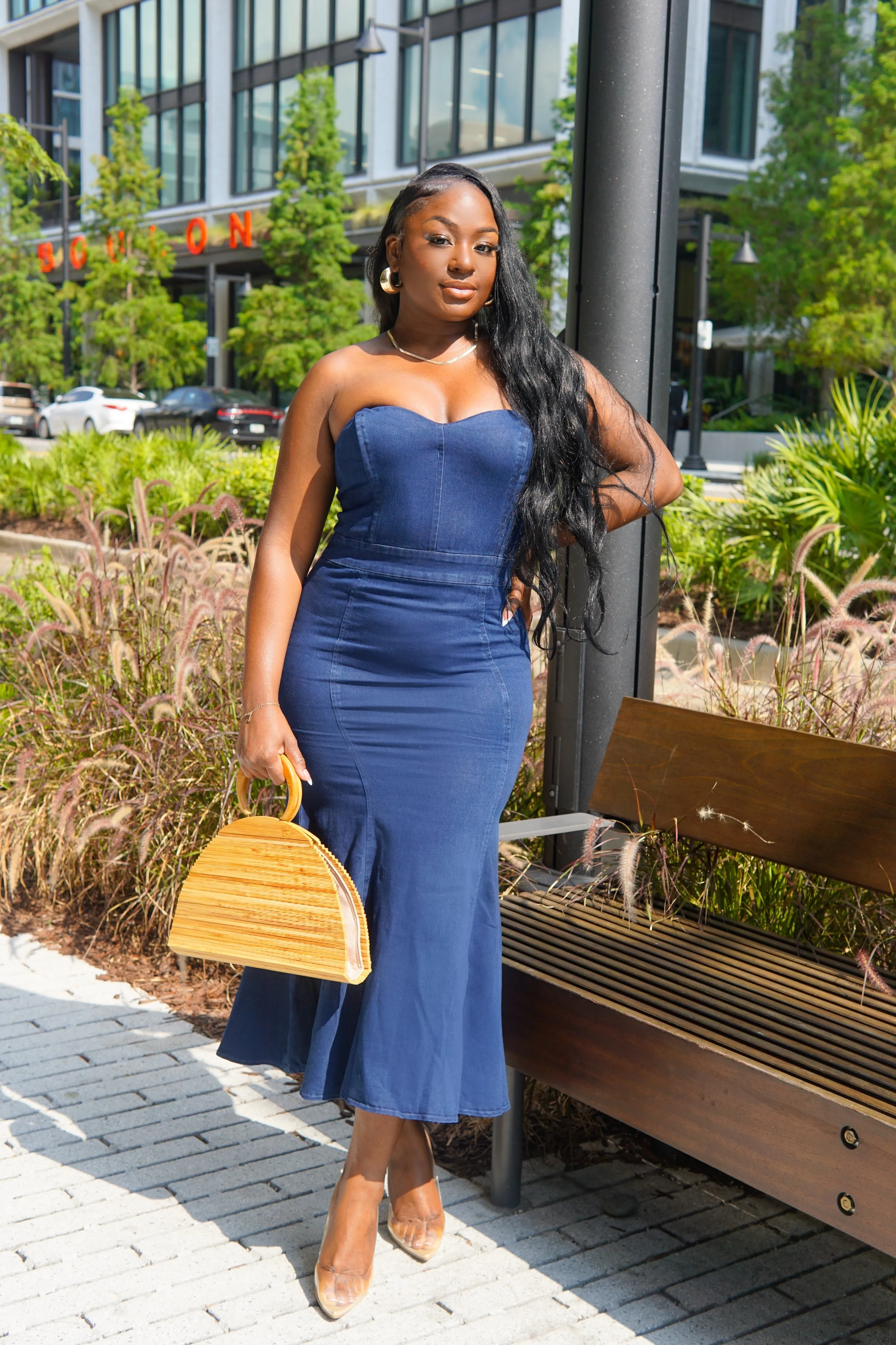 I'M THAT GIRL MIDI DENIM DRESS