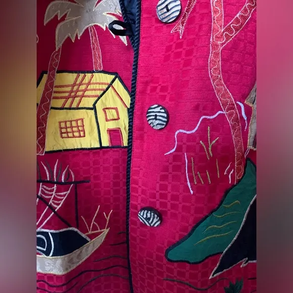 INDIGO MOON Red Embroidered Jacket (2)🌴