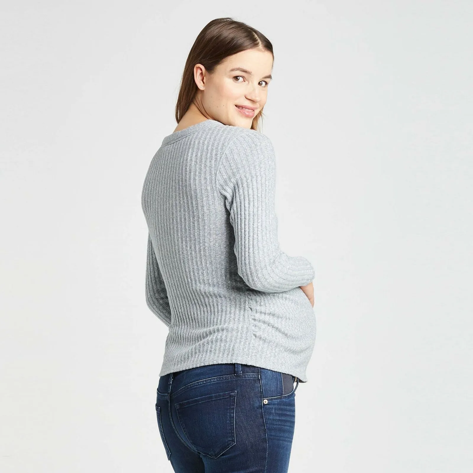Isabel Maternity by Ingrid & Isabel Women's Long Sleeve V-Neck Henley Top