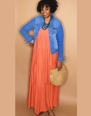 ‘Josie’ Tiered Maxi Curvy Ash Copper