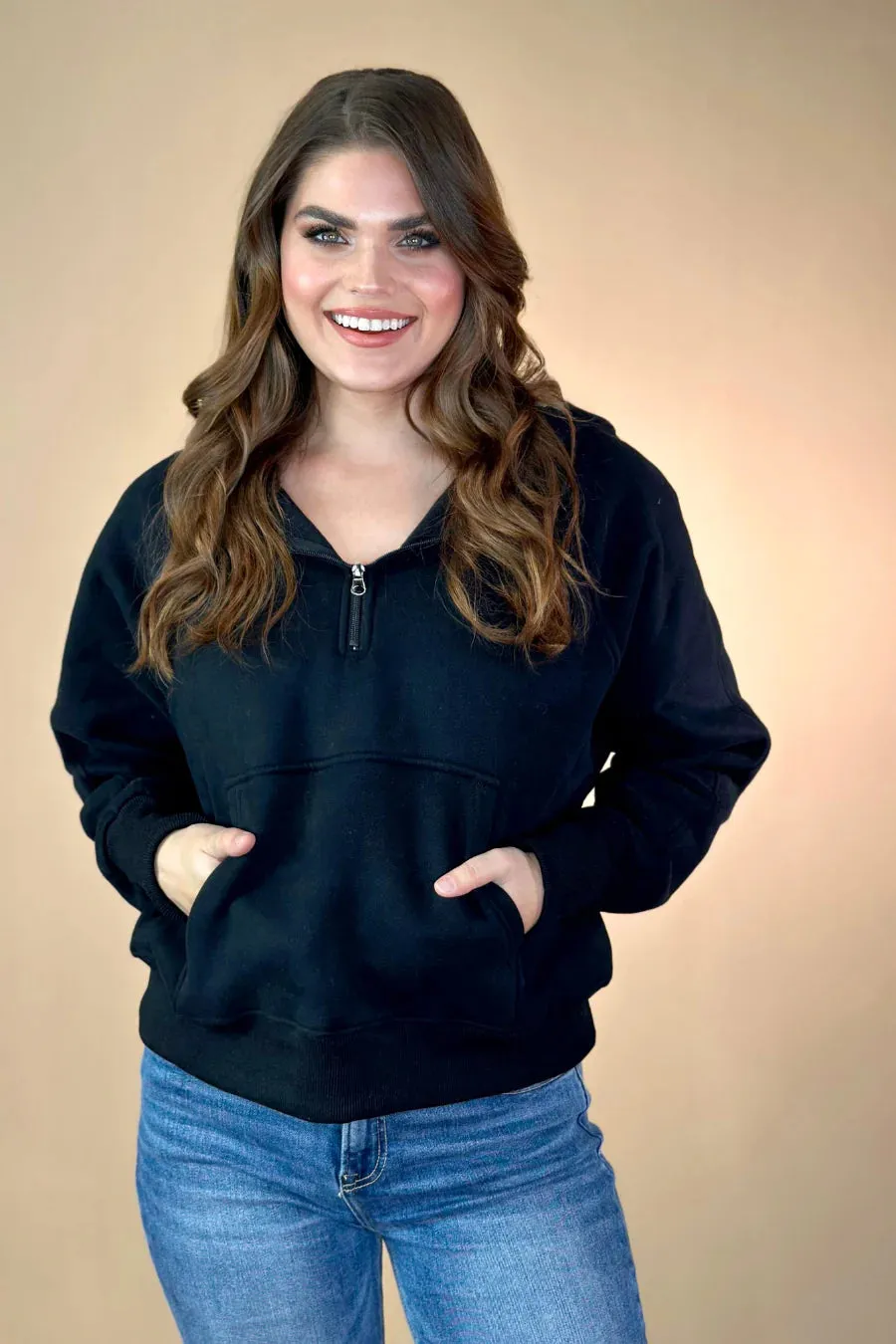 Kenna Hooded Quarter Zip Pullover-Multiple Colors Available