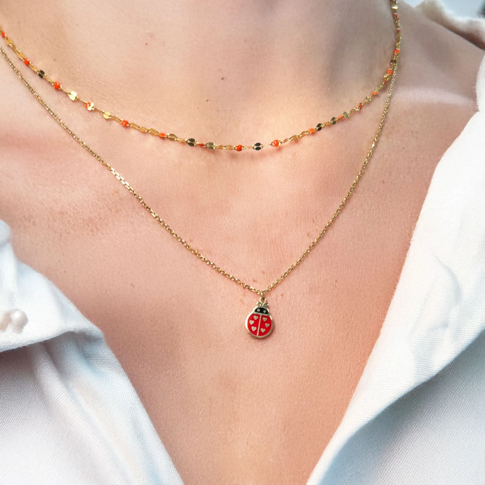 Ladybug Enamel Necklace