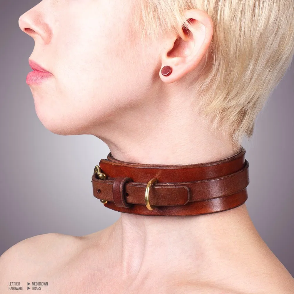 Leather Collar & Cuffs SET [Suede-Lined]