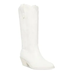 MADDEN GIRL Womens White Tonal Pull Tabs Redford Block Heel Western Boot 9.5 M