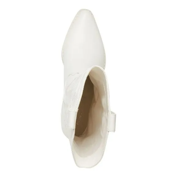 MADDEN GIRL Womens White Tonal Pull Tabs Redford Block Heel Western Boot 9.5 M