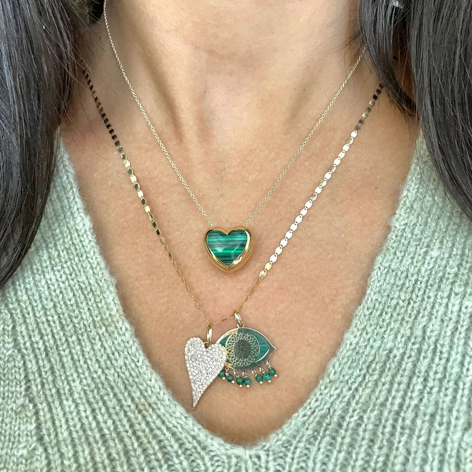 Malachite Puffy Heart Necklace