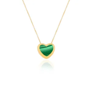 Malachite Puffy Heart Necklace