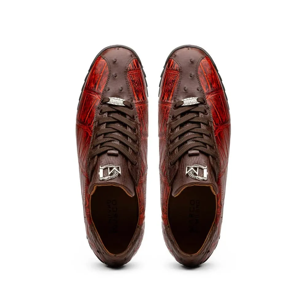 Marco Di Milano Saulo Men's Shoes Cognac Exotic Ostich / Alligator Casual Sneakers