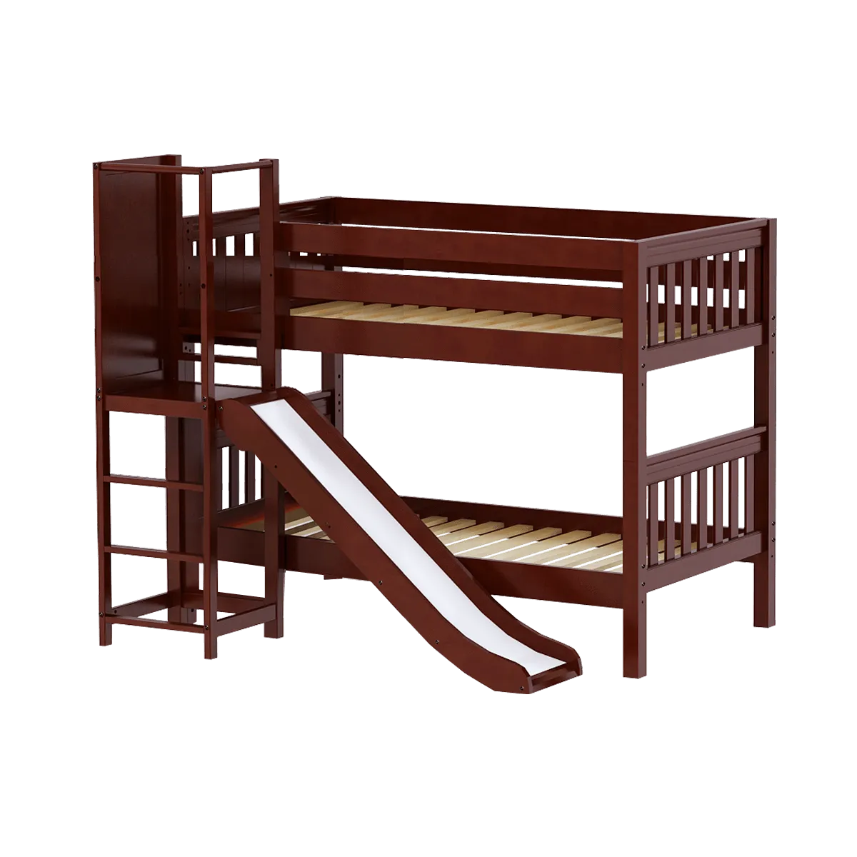 Maxtrix Twin Low Bunk Bed with Slide Platform