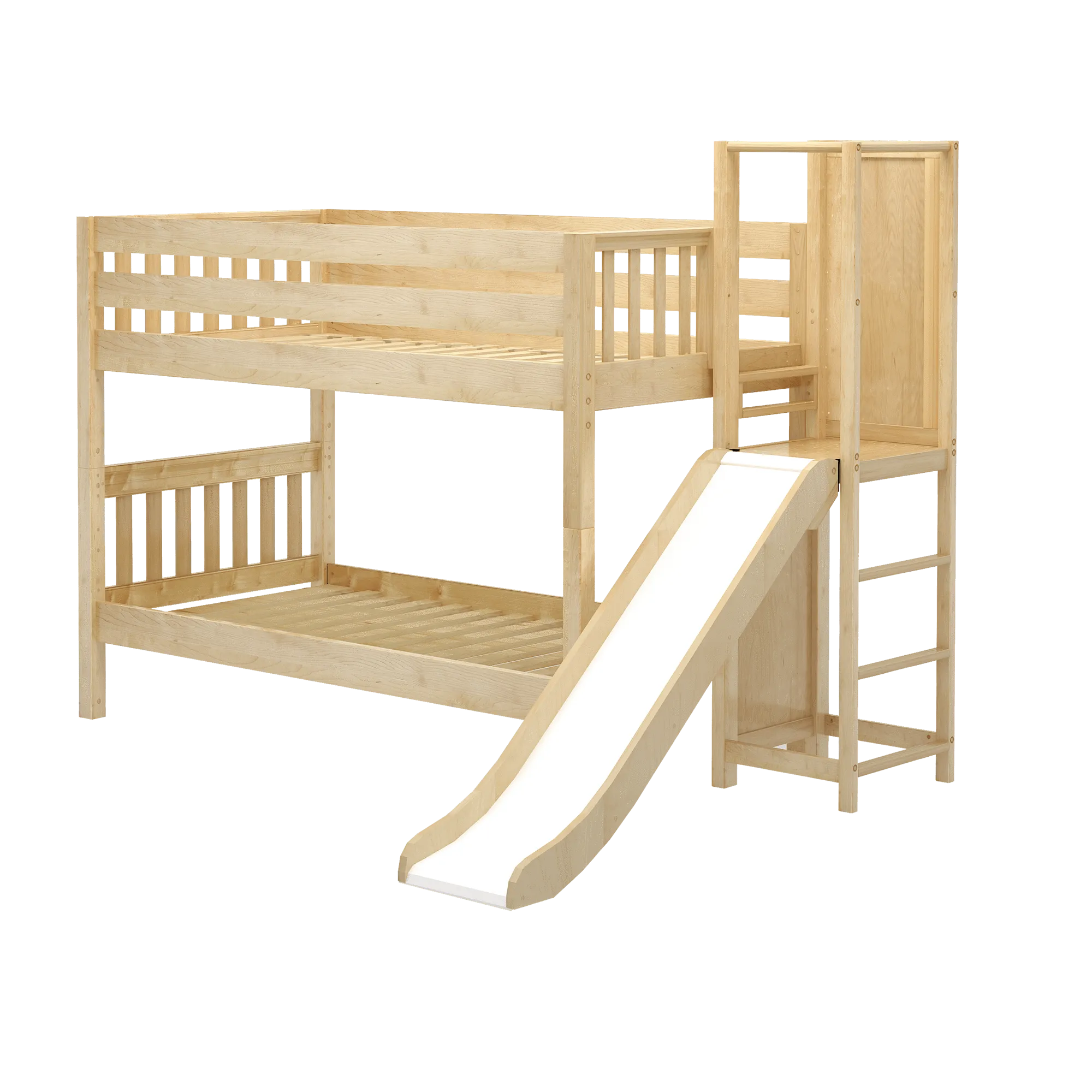 Maxtrix Twin Low Bunk Bed with Slide Platform