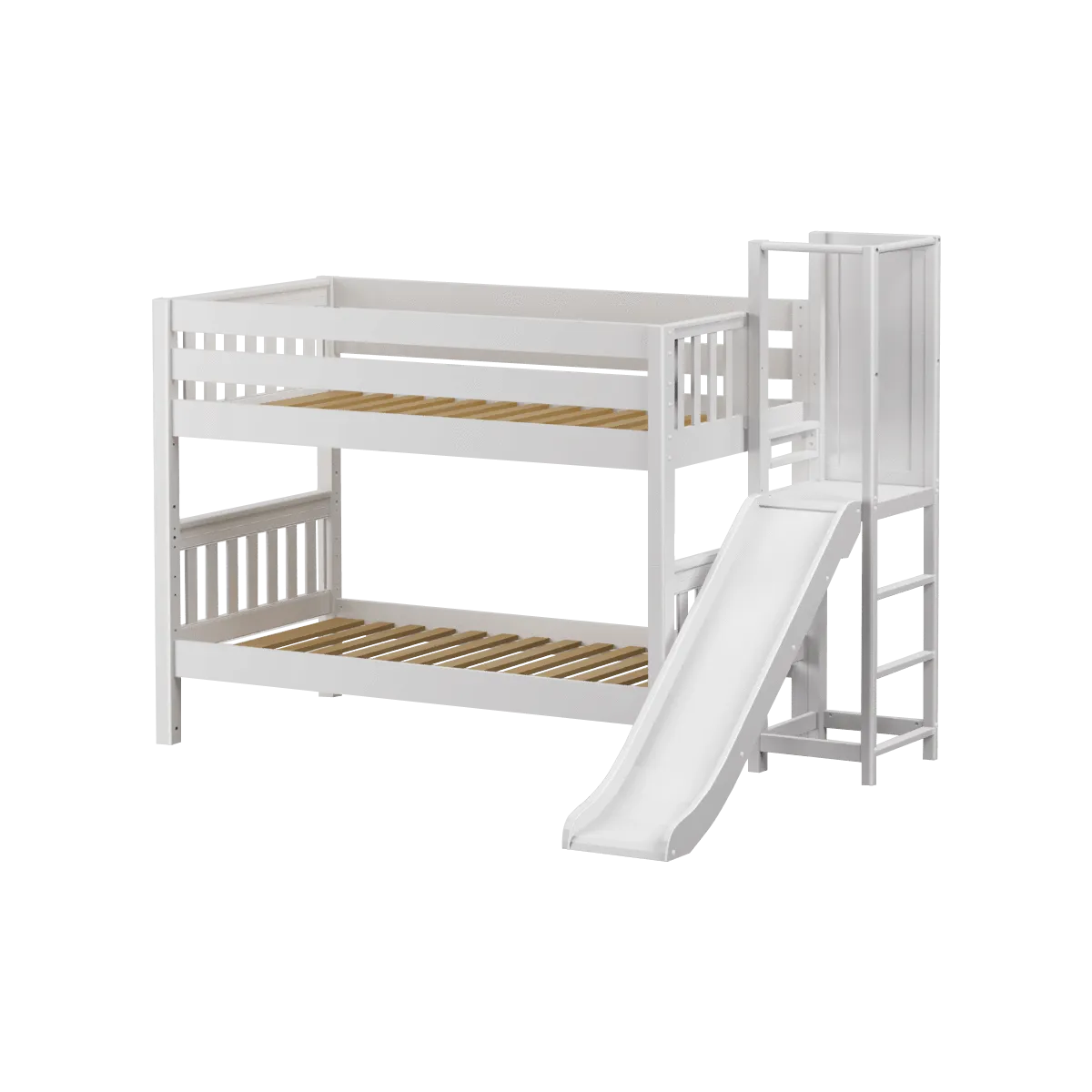 Maxtrix Twin Low Bunk Bed with Slide Platform