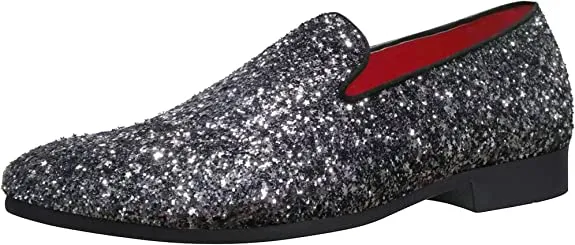 Men's Sequins Glitter Smoking Loafers