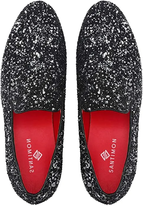 Men's Sequins Glitter Smoking Loafers