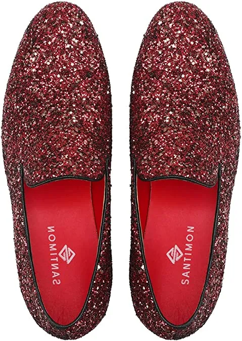 Men's Sequins Glitter Smoking Loafers