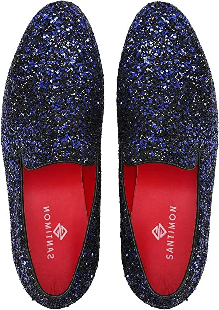 Men's Sequins Glitter Smoking Loafers