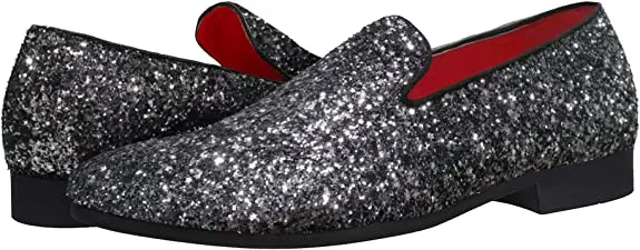 Men's Sequins Glitter Smoking Loafers