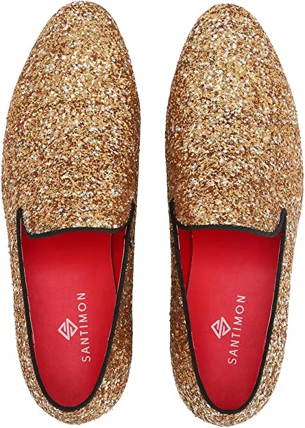 Men's Sequins Glitter Smoking Loafers