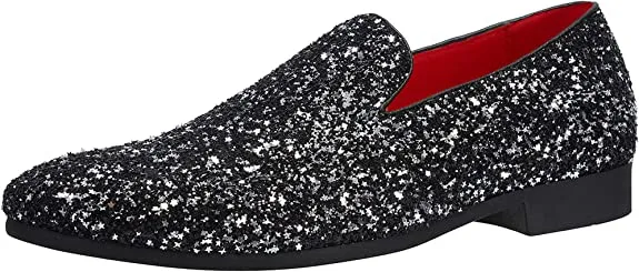 Men's Sequins Glitter Smoking Loafers