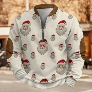 Men's Vintage Christmas Santa Embroidered Cozy Sweatshirt 2411004472