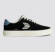 NAIOCA Black Suede Ivory Logo Washed Blue Sneaker Men