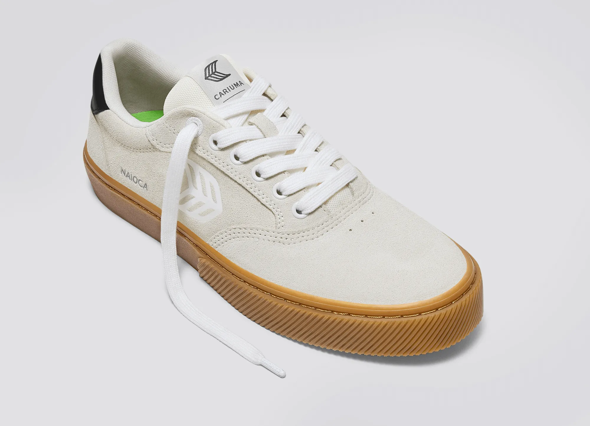 NAIOCA Gum Vintage White Suede Off-White Logo Black Sneaker Women