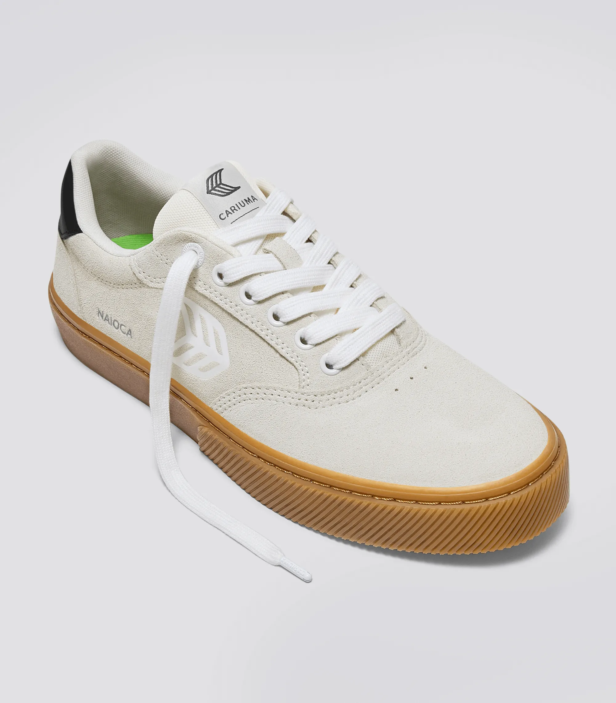 NAIOCA Gum Vintage White Suede Off-White Logo Black Sneaker Women
