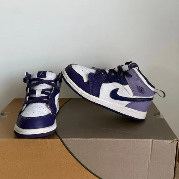 Nike Air Jordan 1 Mid Purple Blueberry Toddler Sneakers  - SZ 10 C