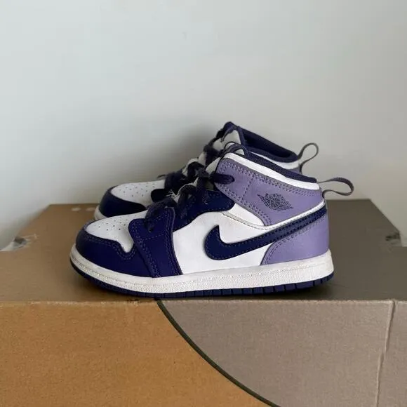 Nike Air Jordan 1 Mid Purple Blueberry Toddler Sneakers  - SZ 10 C