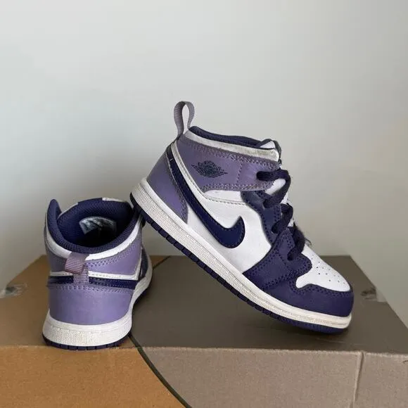 Nike Air Jordan 1 Mid Purple Blueberry Toddler Sneakers  - SZ 10 C