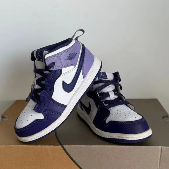 Nike Air Jordan 1 Mid Purple Blueberry Toddler Sneakers  - SZ 10 C