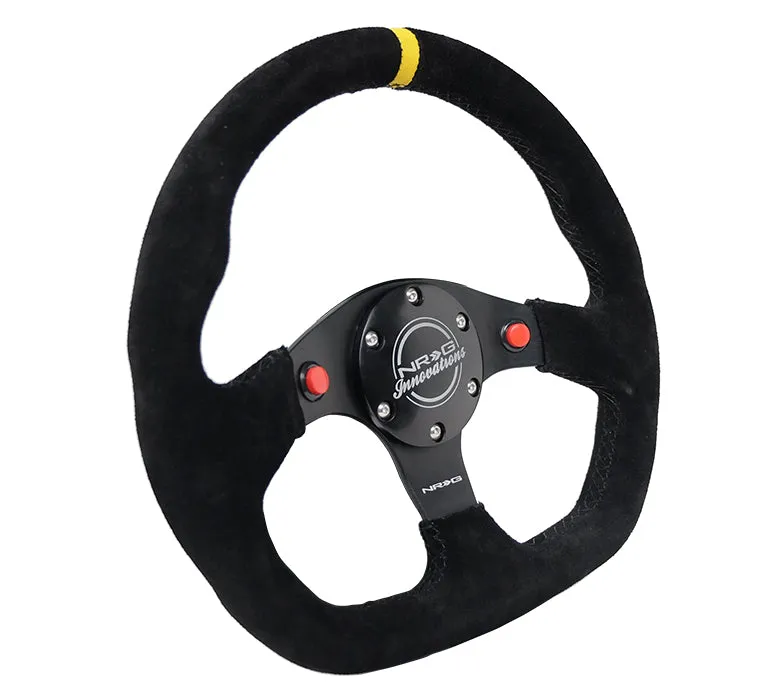 NRG RST-024D-MB-S-Y 320mm Suede Reinforced Steering Wheel