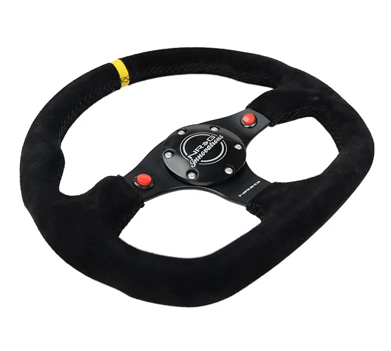 NRG RST-024D-MB-S-Y 320mm Suede Reinforced Steering Wheel