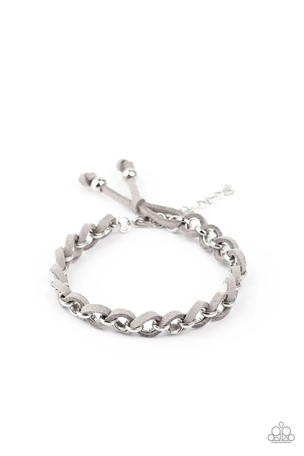 Paparazzi Accessories - SUEDE Side to Side - Silver Bracelet