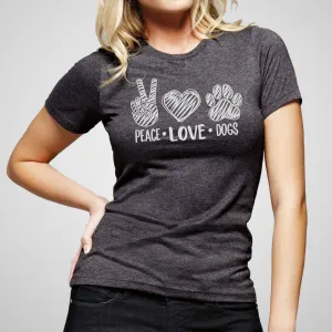 Peace   Love   Dogs - Women's Relaxed Fit Cotton/Poly Tee