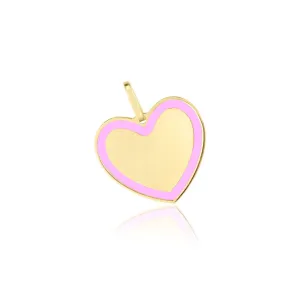 Pink Enamel Golden Heart Charm