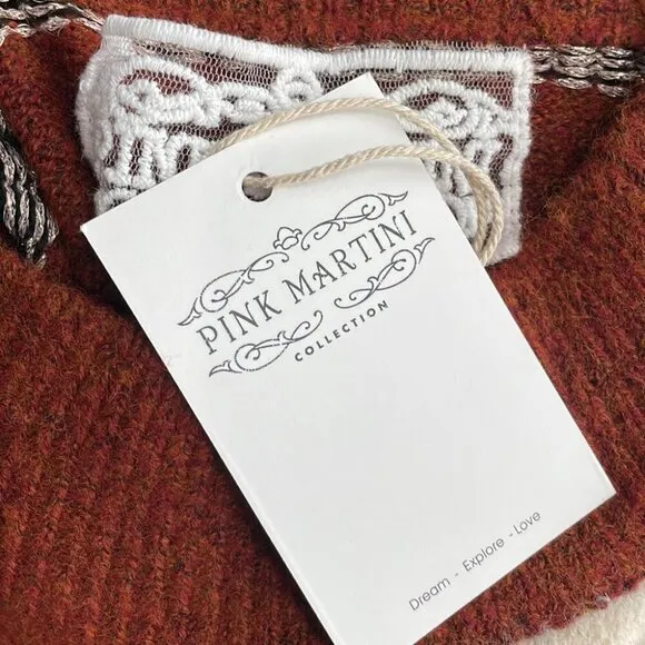 Pink Martini neutral sweater metallic thread oversized cozy Boutique xs NWT