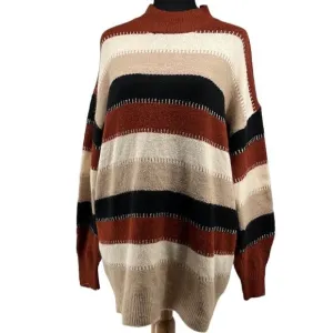 Pink Martini neutral sweater metallic thread oversized cozy Boutique xs NWT