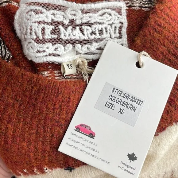 Pink Martini neutral sweater metallic thread oversized cozy Boutique xs NWT