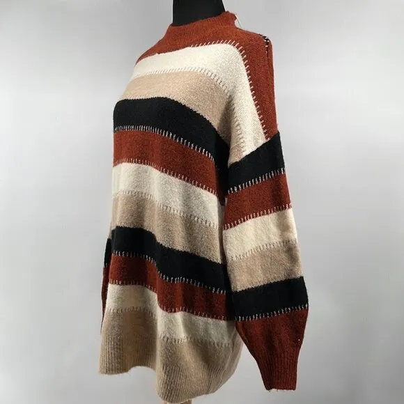 Pink Martini neutral sweater metallic thread oversized cozy Boutique xs NWT