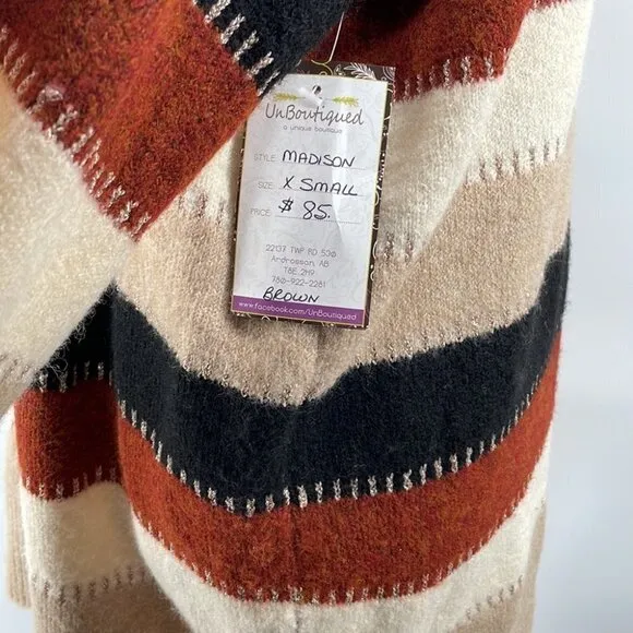 Pink Martini neutral sweater metallic thread oversized cozy Boutique xs NWT