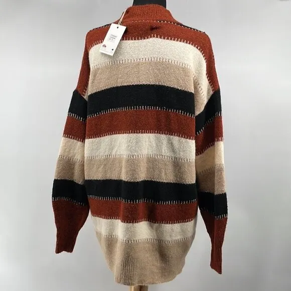 Pink Martini neutral sweater metallic thread oversized cozy Boutique xs NWT
