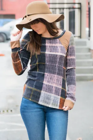 Plaid   Suede Top